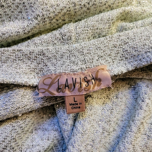 Mint Green Shimmery & Stretchy Lightweight Sweater, 3/4 Tie Sleeve, EUC, L - Picture 8 of 9